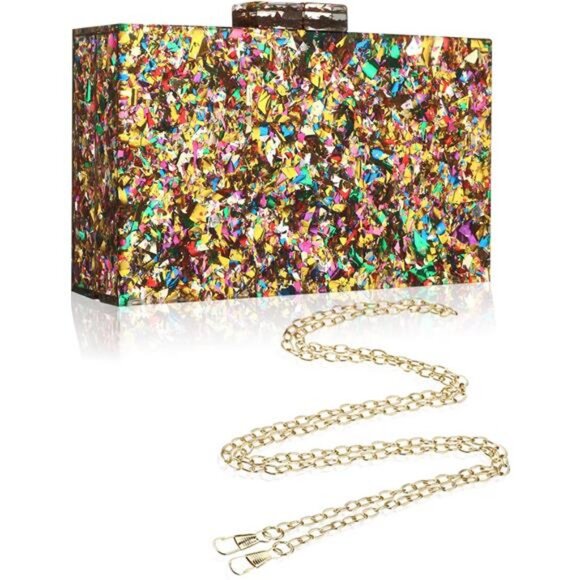 Acrylic Purses and Handbags for Women Multicolor Perspex Geometric Patterns - Picture 6 of 7